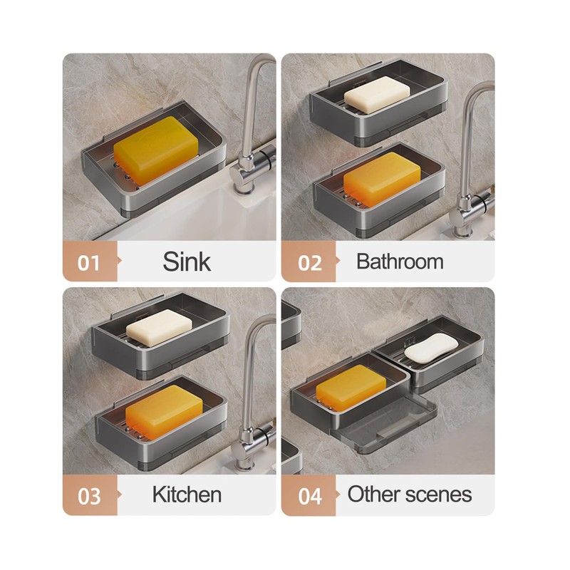 TANOVCEP No-Drill Wall Mount Soap Holder, Stainless Steel Soap Dish