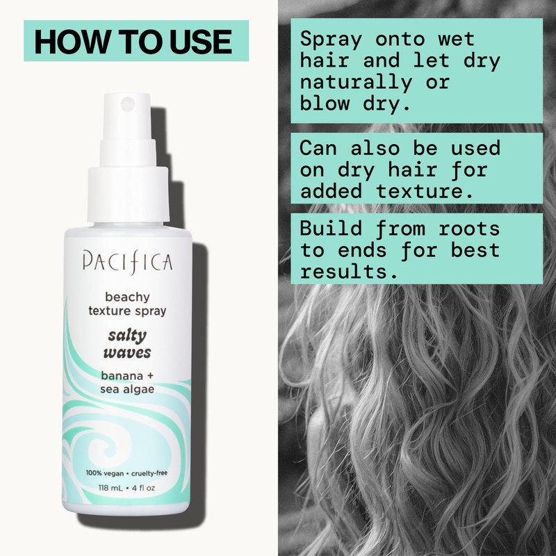 Pacifica Salty Waves Sea Salt Texturizing Spray, Coconut Scent 4oz