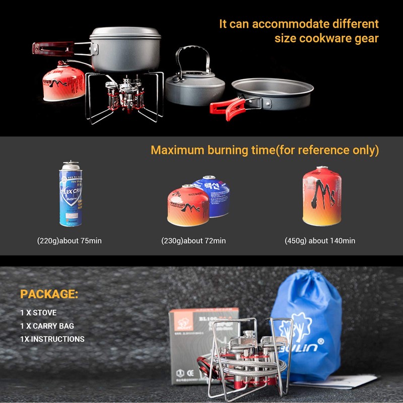 Bulin Windproof Camping Stove, 3800W/5800W Lightweight Portable Folding Outdoor Accessories
