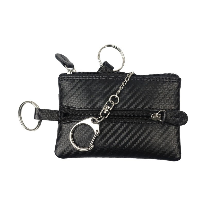 Deluxe Key Bag, Carbon leather, black