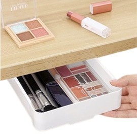 Organizadores de Escritorio Deslizantes, Paquete de 2 - Organizadores de Cajones y Accesorios para Oficina y Baño, Separadores de Plástico, Artículos de Papelería y Cosas, Desk Organizer, Blanco Negro