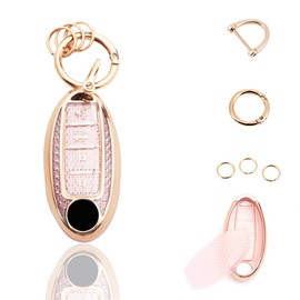 vehicleloong Key Fob Cover Case Shell Keychain for Nissan Rogue Sentra Altima Pathfinder Frontier Kicks Murano Versa Maxima Infiniti Accessories Accessory Girly Women, 4 Button, Pink Gold, TPU