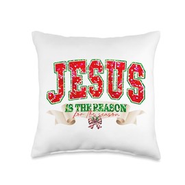 Jesus Is The Reason For The Season Tshirt Christian Religous Throw Pillow