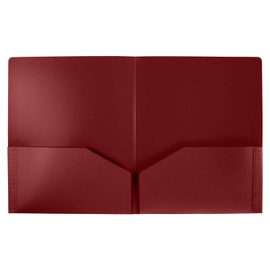 Poly Folders - Heavy Duty Two Pocket Folders for School, Documents, Classrooms, Homeschool Supplies, 0.23 Maroon Folder - 50 Pack - PF-0913-MA-50