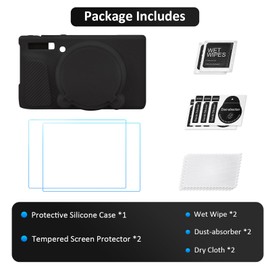 TYUANDOUER SX730 SX740 - Funda para cámara y protector de visualización LCD, funda de silicona suave para cámara Canon PowerShot SX740/SX730 HS, cubierta del cuerpo para SX740 SX730 con tapa de lente,
