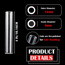 6 Pcs 4 Inches HZCPENG 12mm Diameter 2mm Thickness Borosilicate Glass Blowing Tubes, Transparent Glass Tubing for Glass Making