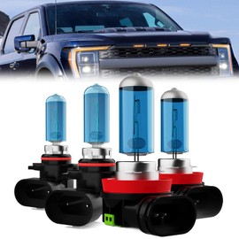 LECCIBUB Halogen Headlight Bulbs Compatible With Ford F150 2015-2023,9005/H10/HB3 High Beam+ H11/H8/H9 Low Beam Halogen Light Bulb,Super Bright 6000K White,Pack of 4