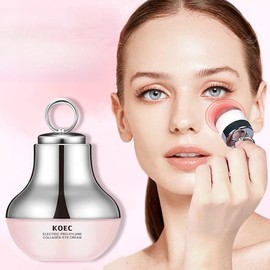 Eye Cream Moisturizer Electric Massage Eye Cream with Caffeine & Hyaluronic Acid for Dark Circles Firming Fine Lines Hydrating Moisturizing Radiant Skin Care with Red Light Micro-Vibration Head, Hydrate