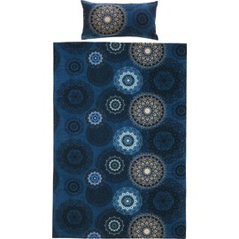 Erwin Müller Bed Linen Set, Flannel Pillowcase, Mandala, Cosy and Warm, Temperature-Regulating, with Practical Zip, Dark Blue, Size 155 x 200 cm, 40 x 80 cm