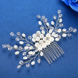 mecresh Handmade Simulated Pearls Bridal Hair Comb wedding Hair Pin Accessories Tiaras for Girls Women