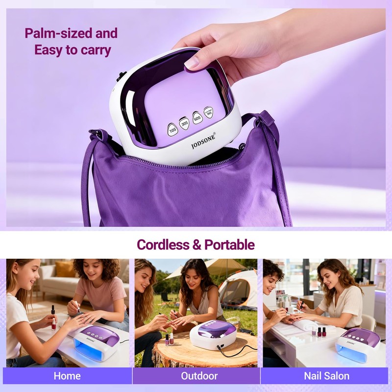Cordless LED Nail Lamp Rechargeable Portable with 4 Timers LCD