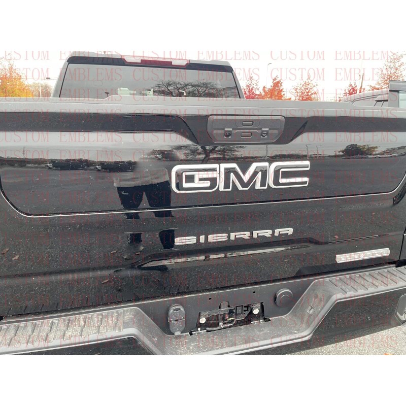 Auto Rear GMC Black White Emblem Overlay 2019-2022 Sierra 1500