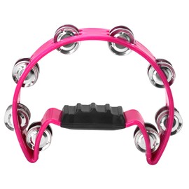 Soulmate Tambourine Metal Jingles Hand Held Percussion Half-Moon Tambourine for Kids Adult Musical Instrument Gift Single Row Tambourines for KTV, Party (Pink Tamboruine)
