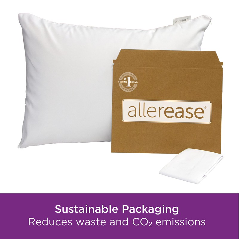 AllerEase Ultimate 100% Cotton Allergy Defense Fabric Zippered Pillow Protector,