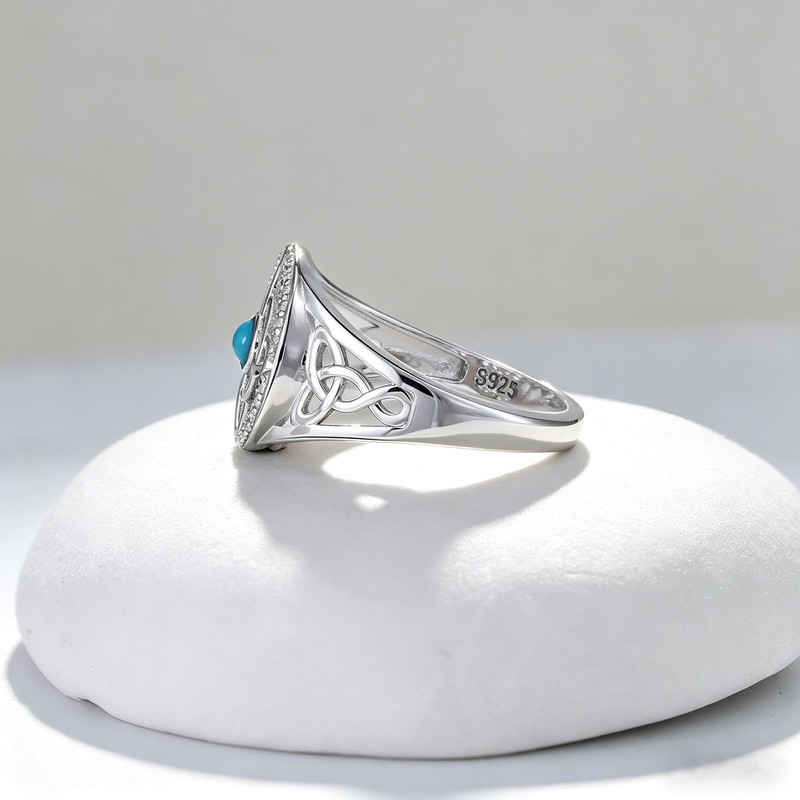 MDJY S925 Sterling Silver Witches Knot Ring for Women, Celtic