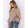 UEU Womens Long Sleeve Sweatshirt Casual Trendy Crewneck Striped Color