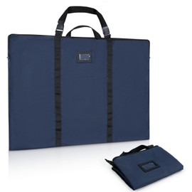 Large Size Art Portfolio Bag with Nylon Shoulder, 24 x 36 inches Light Weight Poster Storage Bag Board Holder with Handle and Zipper for Poster, Sketching and Drawing (dark blue)