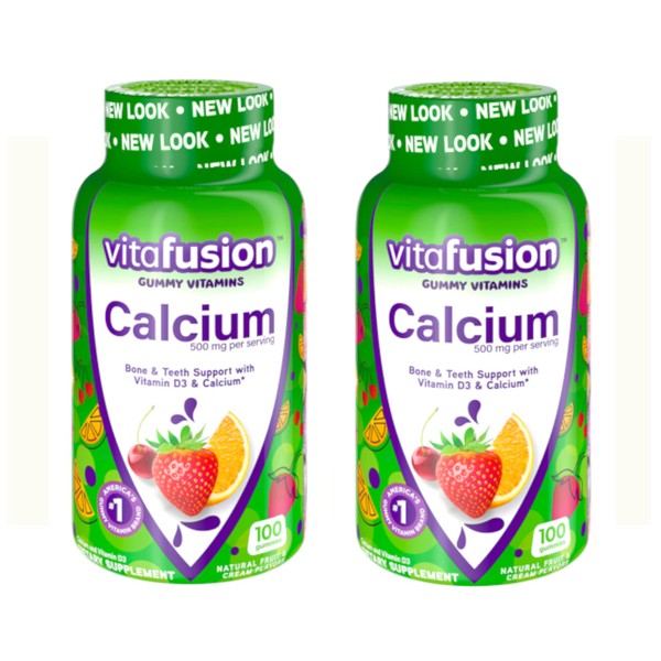 Vitafusion Calcium, Gummy JKHyWW Vitamins For Adults, 500 mg, 100 Count (Pack of 2)