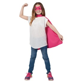Wicked Costumes Kids Unisex Super Hero Cape & Mask Fancy Dress Costume - Pink (One Size 6-10 Years)
