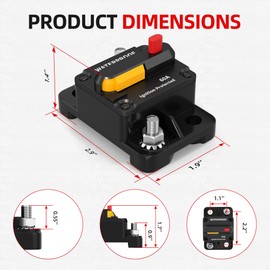 60A Manual Reset Circuit Breaker Waterproof DC 12V-48V Heavy Duty Inline Fuse Replacement with ON/Off Switch for Marine, Trolling Motor, ATV, Trailer, RV, Solar & Audio Systems