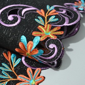 Simhomsen Embroidered Dia De Los Muertos Serape Fiesta Mexican Table Runner, Mexico Day of The Dead Kitchen Dining Table Decoration for Home Party Decor (14x54 Inch)