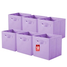 ShellKingdom Storage Bins, Foldable Fabric Storage Cubes And Cloth Storage Organizer Drawer For Closet And Toys Storage, 13 X 13 X 13 INCH, 6 Pack (Lavender)