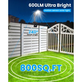 Thumok Clip on Solar Lights for Fence,1-Second Install Solar Fence Lights Outdoor, 360° Adjustable, 60 LEDs 600LM Motion Sensor Security Light for Fence, Yard, Deck, Camping(2 Pack)