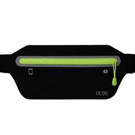 CHROME CRANE RB024 Sports Waist Pouch Bag Storage Earphone Jack Included Smartphone Mobile Running, 01.black