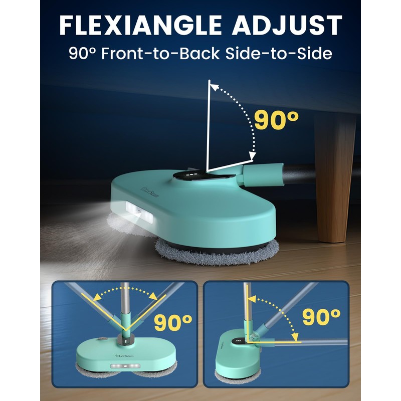 Cordless Electric Mop,Dual-Motor Powerful Spin Mop with Led Headlight&Water Spray,2600mAh