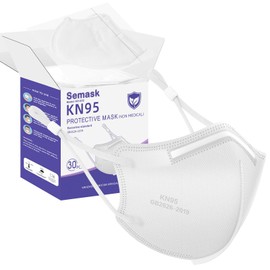 Semask KN95 Adjustable Masks 30 Pack, Individually Wrapped Disposable Respirator Masks with Adjustable Ear Loops (White)