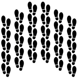 30 Pairs 60 Pcs Black Footprints 7 Inch Shoe Stickers Floor Stickers Decals Feet Distance Floor Wall Stairs for Class Instruction Sign Party Decor Guide