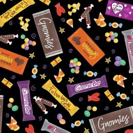 Benartex Spooktacular Gnomes by Andi Metz 12798 12 Black Gnomie Bars   Cotton