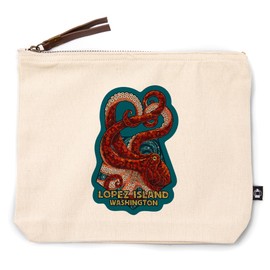 Lopez Island, Washington, Octopus Mosaic, Lanter Press Artwork, 100% Cotton Zipper Pouch, Travel Accessory, Go Bag