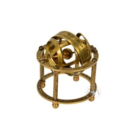Brass Armillary Sphere with Stand, 9 cm High - Steampunk, Pirate or Vintage Decoration an
