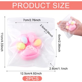 2pcs Cat Paw Squeeze Toys, Jelly Kitty Paw Fidget Toys Squishy Soft Squishy Animals Paw Kawaii Cat Paw Squishy for Home Office Relaxing (Dopamine Pink)