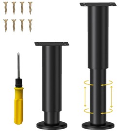 NCRGB Pack of 2 Metal Furniture Feet, Adjustable Furniture Feet, Adjustable Height, Load Capacity up to 400 kg, Furniture Legs for TV Cabinet, Sofa, Chair, Bathroom Cabinet with Screwdriver (Black, 18