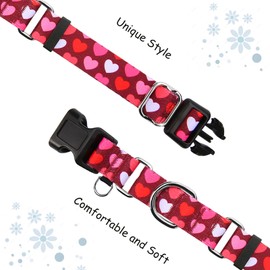 Fidohug Valentines Pink Martingale Collar for Dogs with Buckle Adjustable Heart Dog Collars (Burgundy Love, Large)