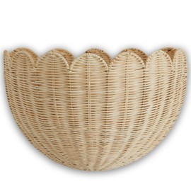 BEBE BASK Scalloped Wicker Wall Basket - The Original - Hand Woven Basket - Scalloped Décor Wall Hanging Baskets -16" x 10" x 7"In - Hanging Wall Basket (Natural)
