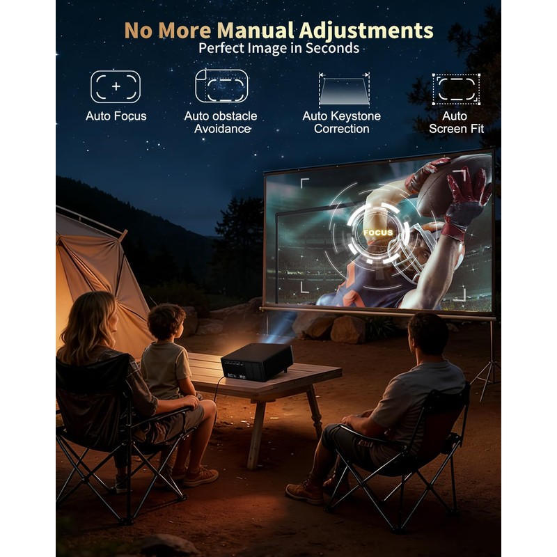 DESS Smart 4K 1080P Home Video Projector, WiFi 6 BT,