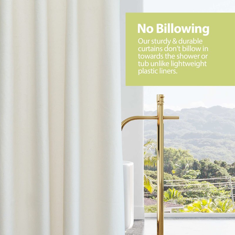 YISURE Short Beige Cotton Shower Curtain 60 Inch Length, Small
