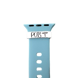 POTS Medical Alert ID Watch Charm, Hand Stamped Tag for Smartwatch, Made of Lightweight Aluminum, Band Not Included