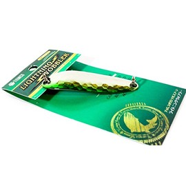 TIEMCO #203 Spoon, Lightning Wobbler, 2.5 inches (63 mm), 0.6 oz (18 g), Hammered Silver/Green