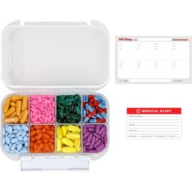Large Pill Organizer, 8 Compartment Big Pillbox for Travel, Airtight Design, Easy Travel Medication Management, Adjustable Dividers, Gasket Waterproof Med Box with Medication Map (Clear - 1 Pack)