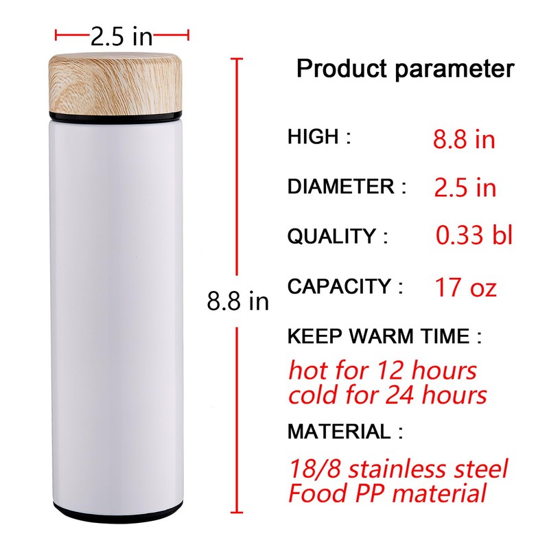 15oz Water Bottle Stainless Steel Thermos Flask - Insulated Vacuum,