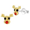Christmas Reindeer Earrings with Crystal Stones - 925 Sterling Silver
