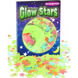 Greingways 201 Pcs Glow in The Dark Stars Stickers for Ceiling Bedroom, Stocking Stuffers for Kids Ages 3-5, 4-8, 8-12, Boys Girls Room Decor Wall Stickers Stocking Stuffers for Toddler-Multi