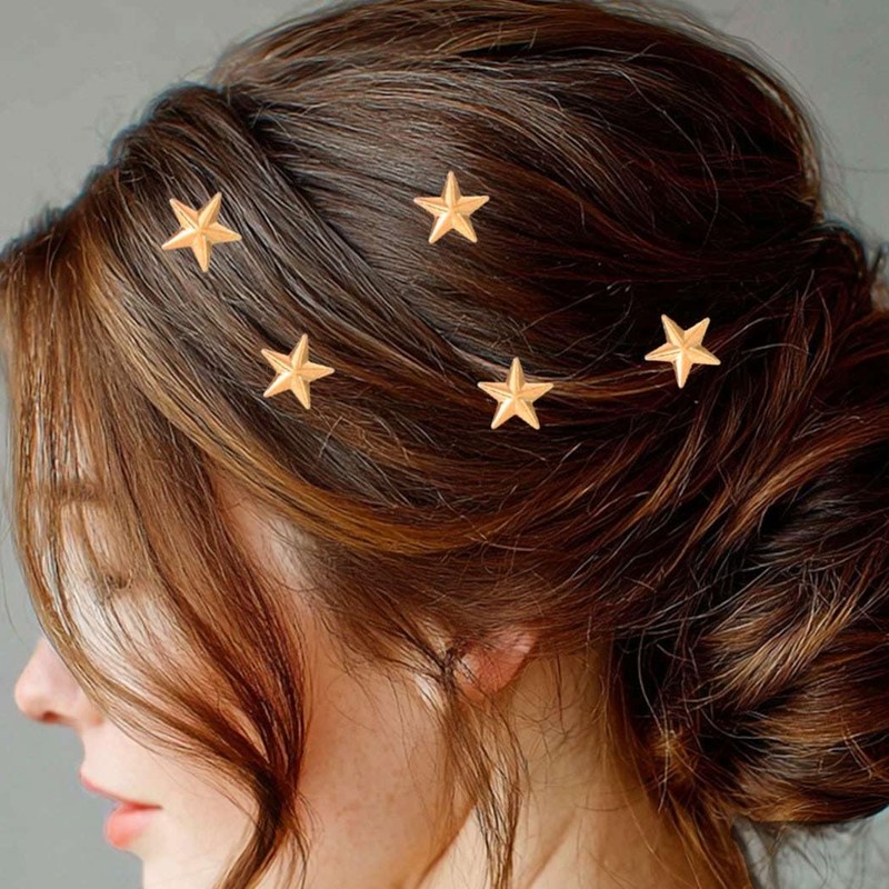 HEREAD Star Hair Clips Gold Twist Hair Pins Accessories (Pack