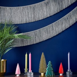 Ginger Ray Christmas Silver Tinsel Garland Hanging Decoration 2 Pack