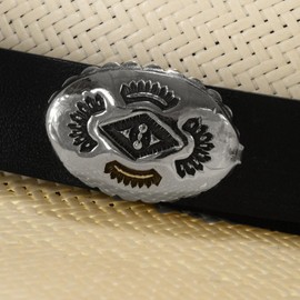 Western Sterling Silver Bohlin Style Hatband Navajo Genuine Leather Unisex Accessory 0009
