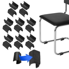 PATIKIL Rectangle U Shaped Chair Leg Tips Caps with Felt Pads, 16 Pack Slide Smoothly Furniture Feet Floor No Scratches No Noise Protectors Protect Hardwood Floors Fit Dia 22 mm Leg, Black
